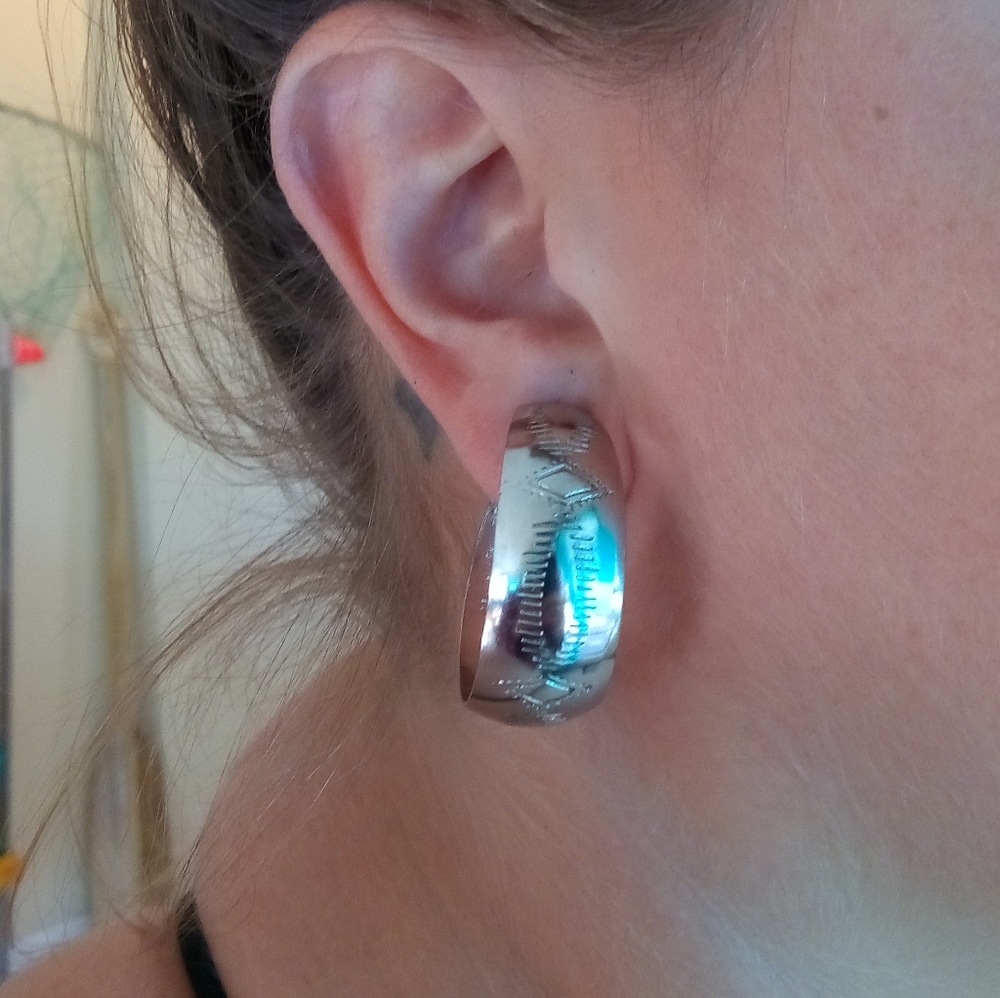 American Indian sterling silver hoops